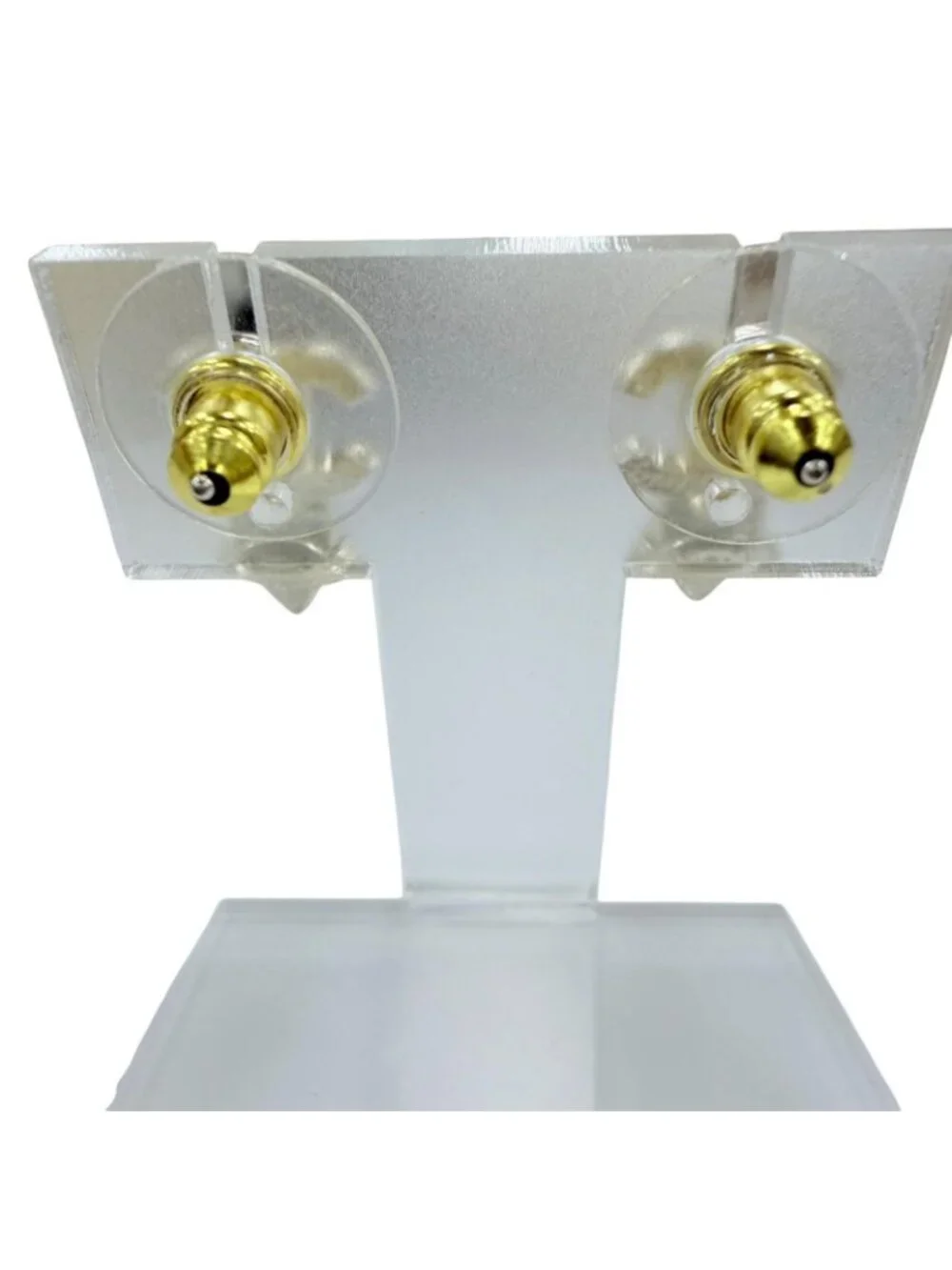 Chanel CC Logo Star Crystal Earrings Silver Pink